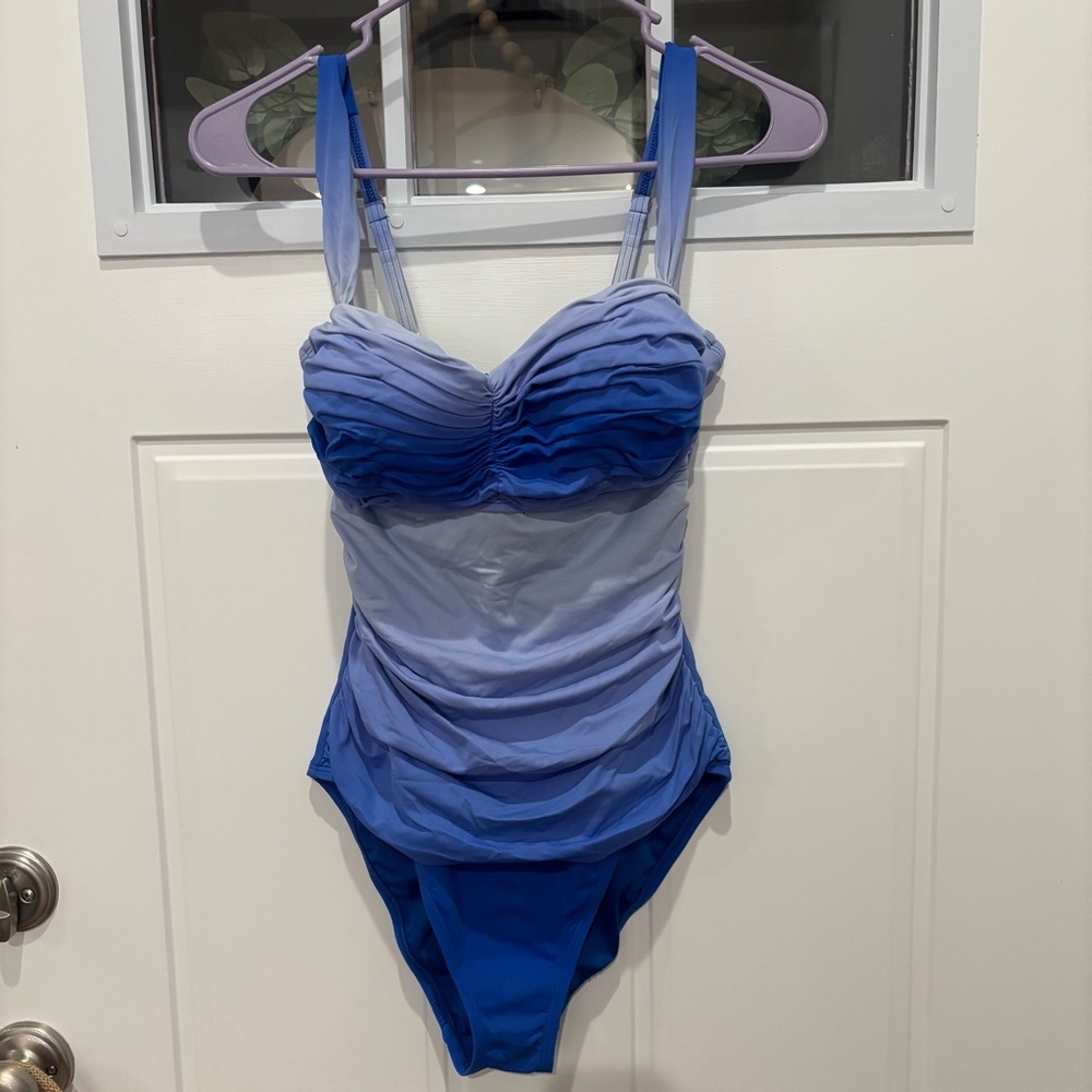 Bleu Rod Beattie Shirred Bandeau One-Piece Swimsuit